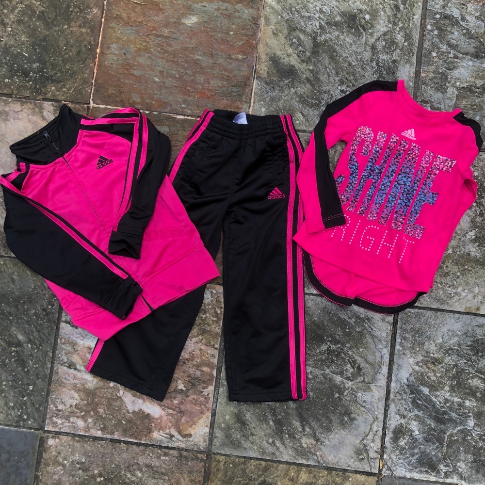 Adidas Pink and Black Tracksuit